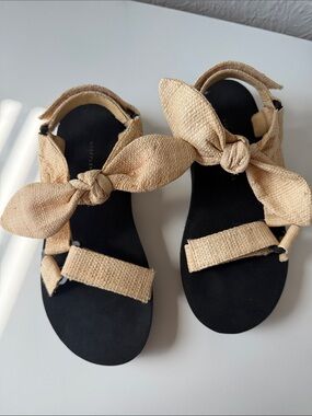 Loeffler Randall Beige Woven Bow Strap Sandals